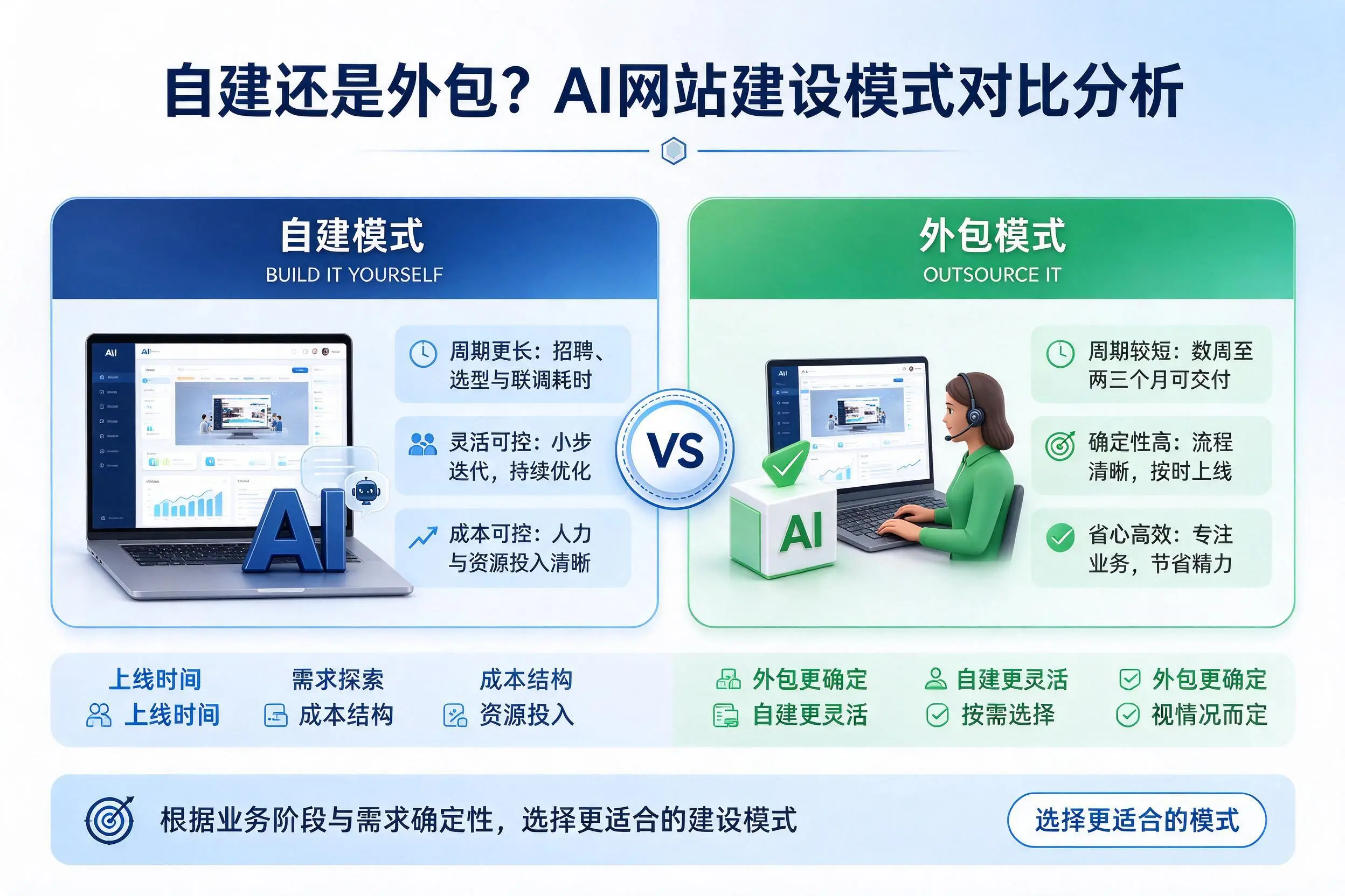 自建还是外包?凉山AI网站建设模式对比分析